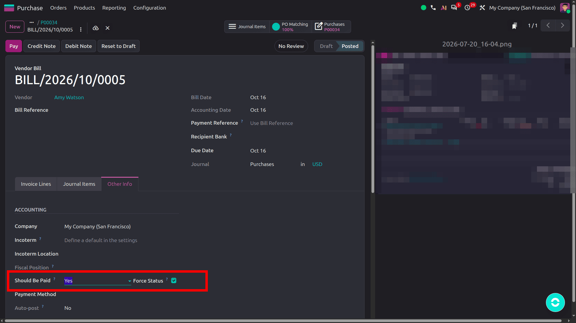 How to Manage Vendor Bills Using 3-Way Matching (Release to Pay) in Odoo 20-cybrosys