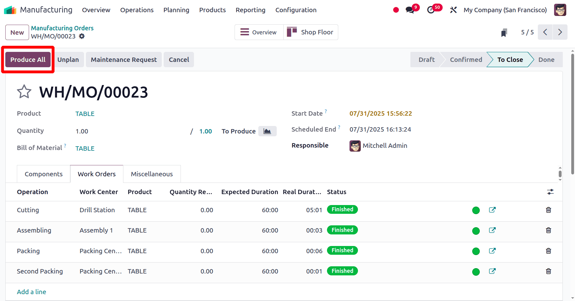 How to Manage Work Orders with Odoo 18 Manufacturing-cybrosys