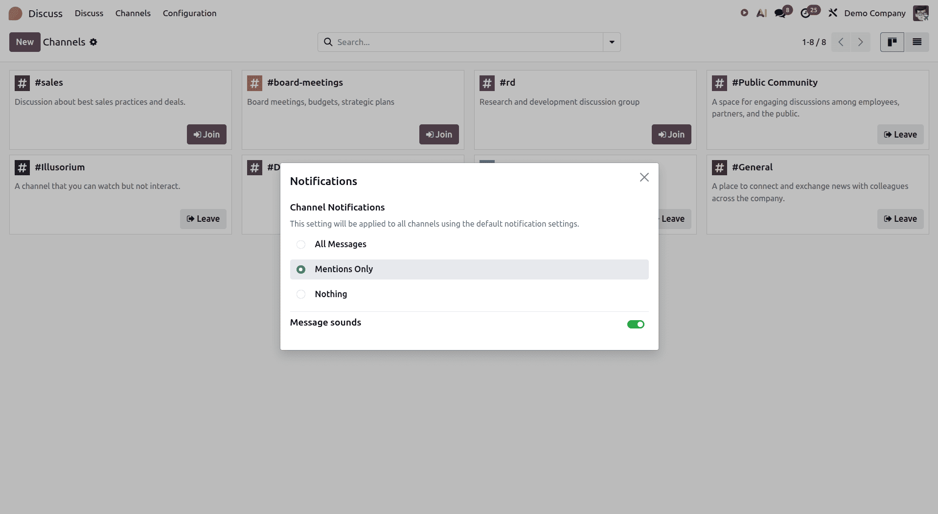 How to Mute Channels and Customize Notifications in Odoo 19 Discuss-cybrosys