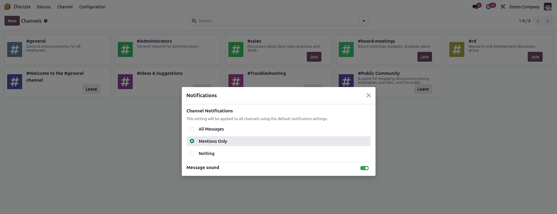 How to Mute Channels and Customize Notifications in Odoo 18 Discuss-cybrosys