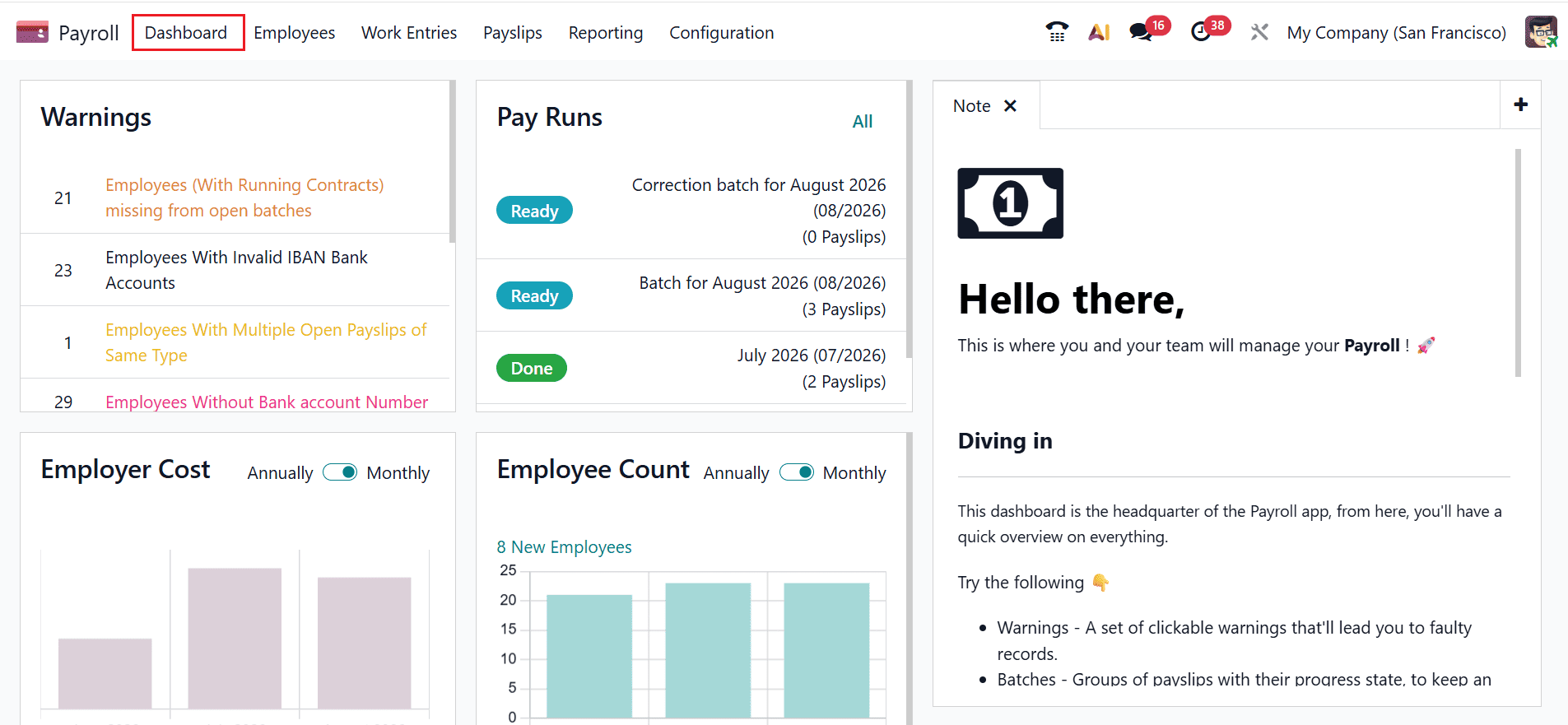 How to Navigate and Use the Payroll Dashboard in Odoo 19-cybrosys