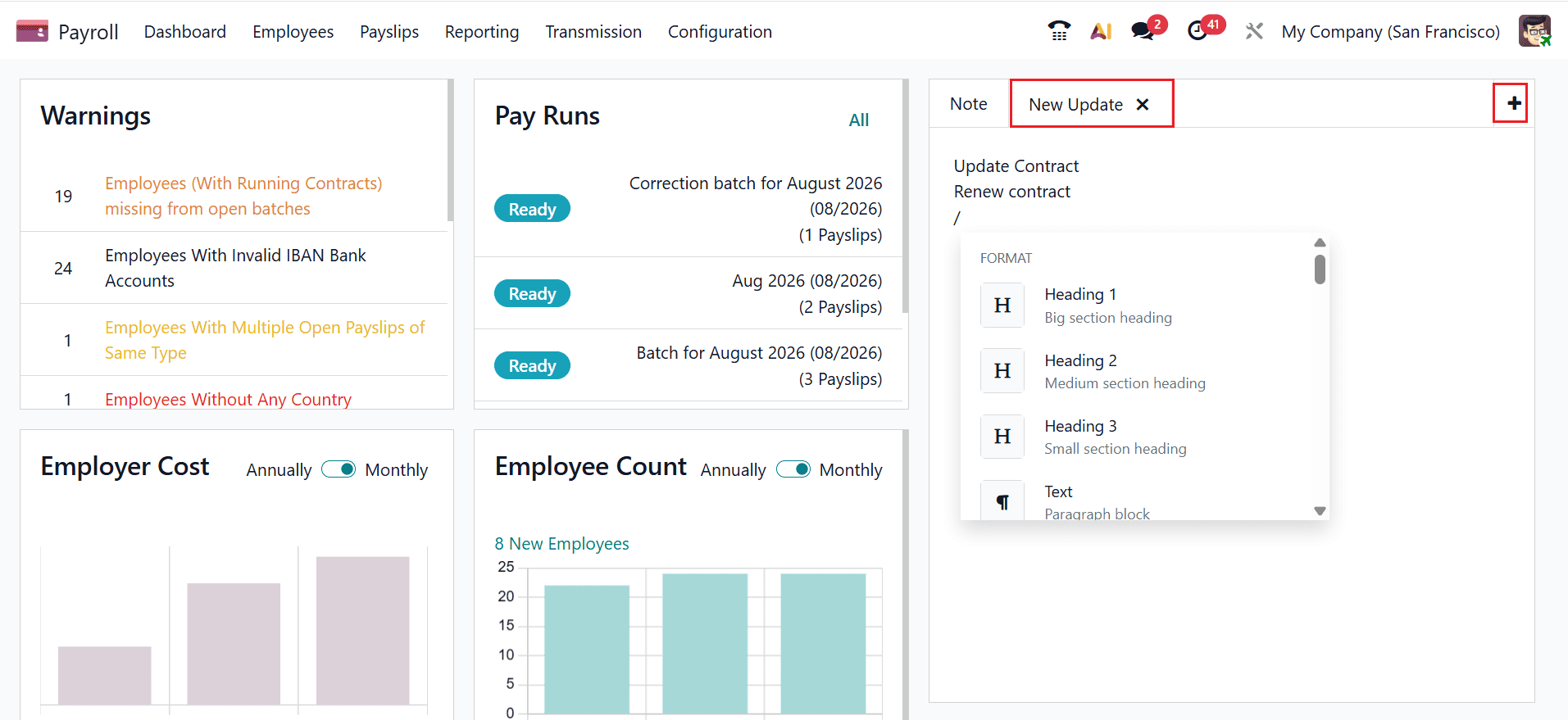 How to Navigate and Use the Payroll Dashboard in Odoo 19-cybrosys