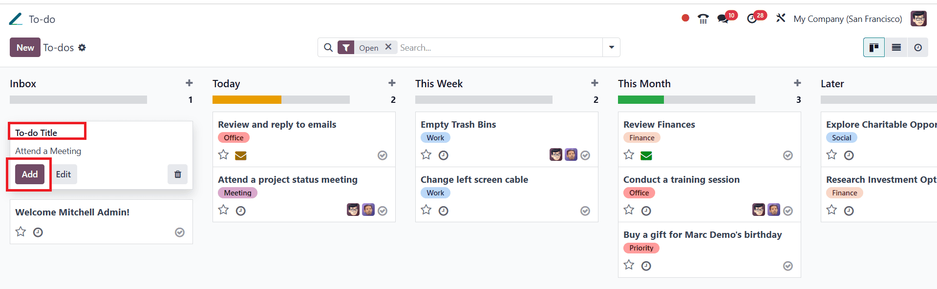 How to Organize Tasks with the Odoo 18 To-Do Module-cybrosys