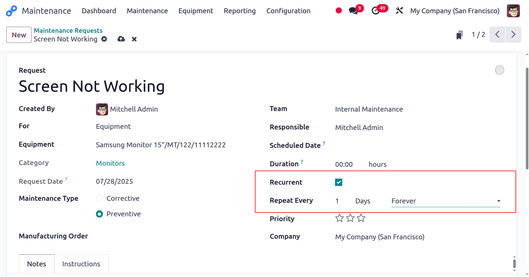 How to Perform Preventive Maintenance in Odoo 18-cybrosys