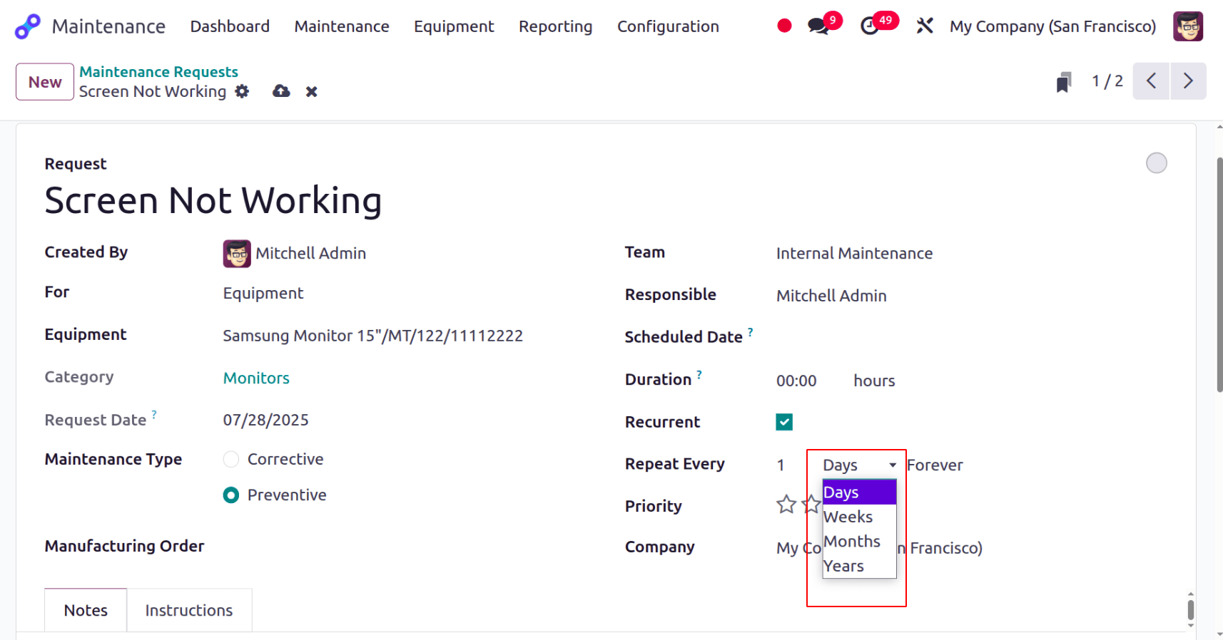 How to Perform Preventive Maintenance in Odoo 18-cybrosys