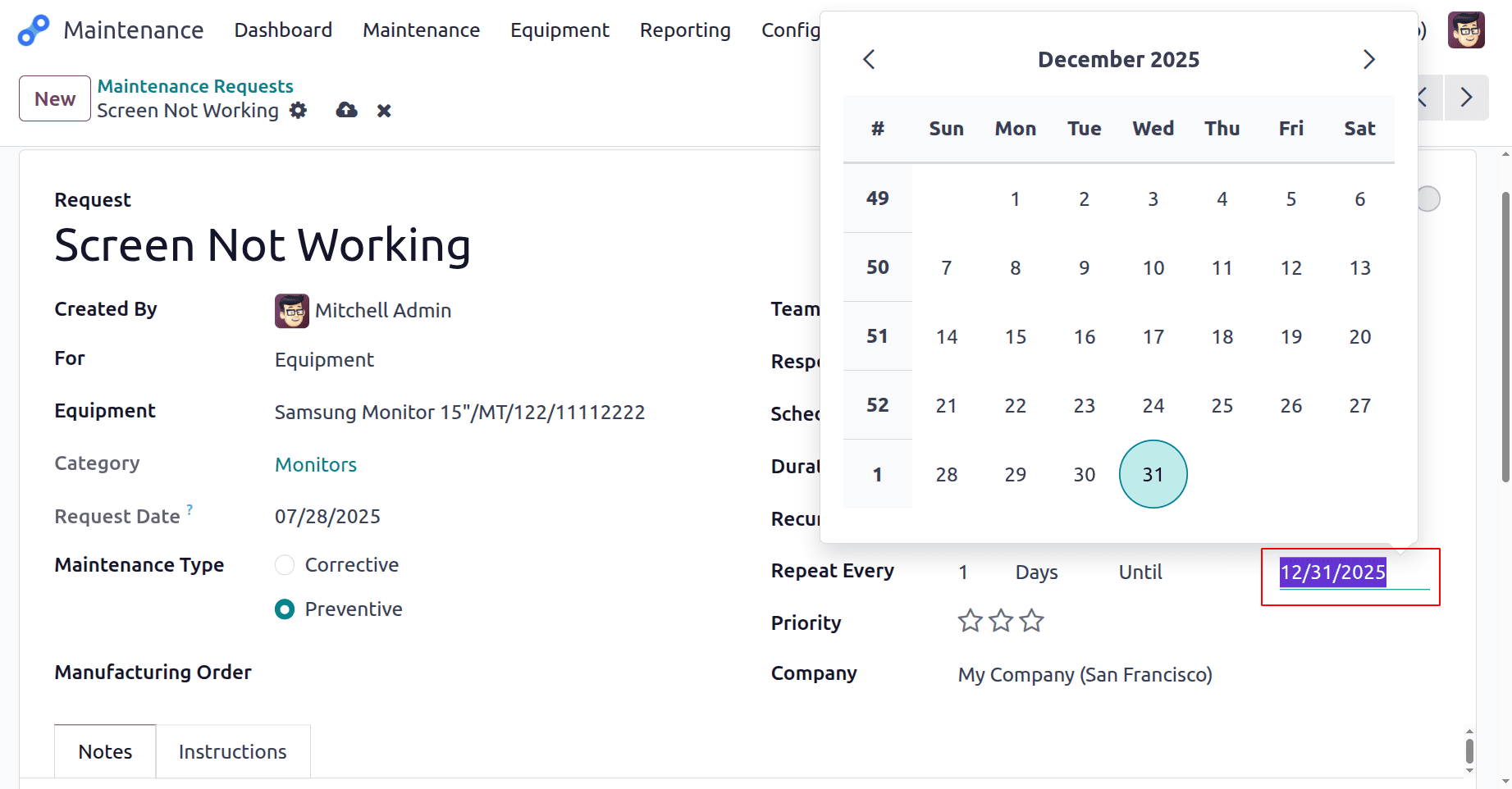 How to Perform Preventive Maintenance in Odoo 18-cybrosys