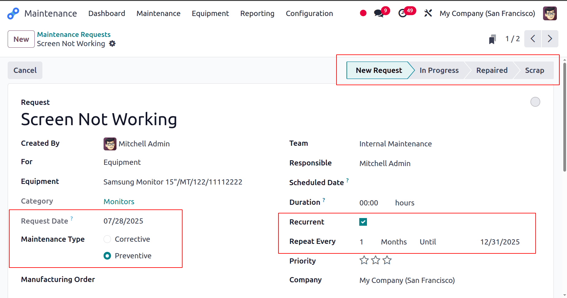 How to Perform Preventive Maintenance in Odoo 18-cybrosys