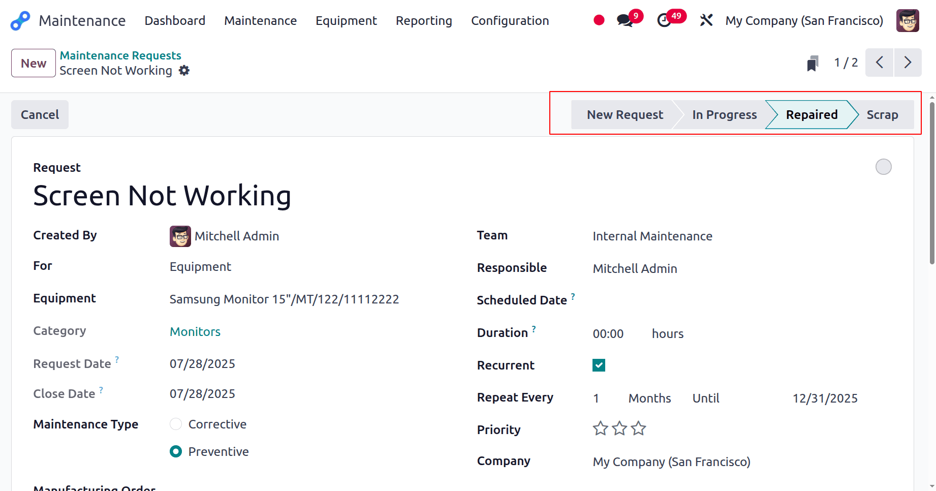 How to Perform Preventive Maintenance in Odoo 18-cybrosys