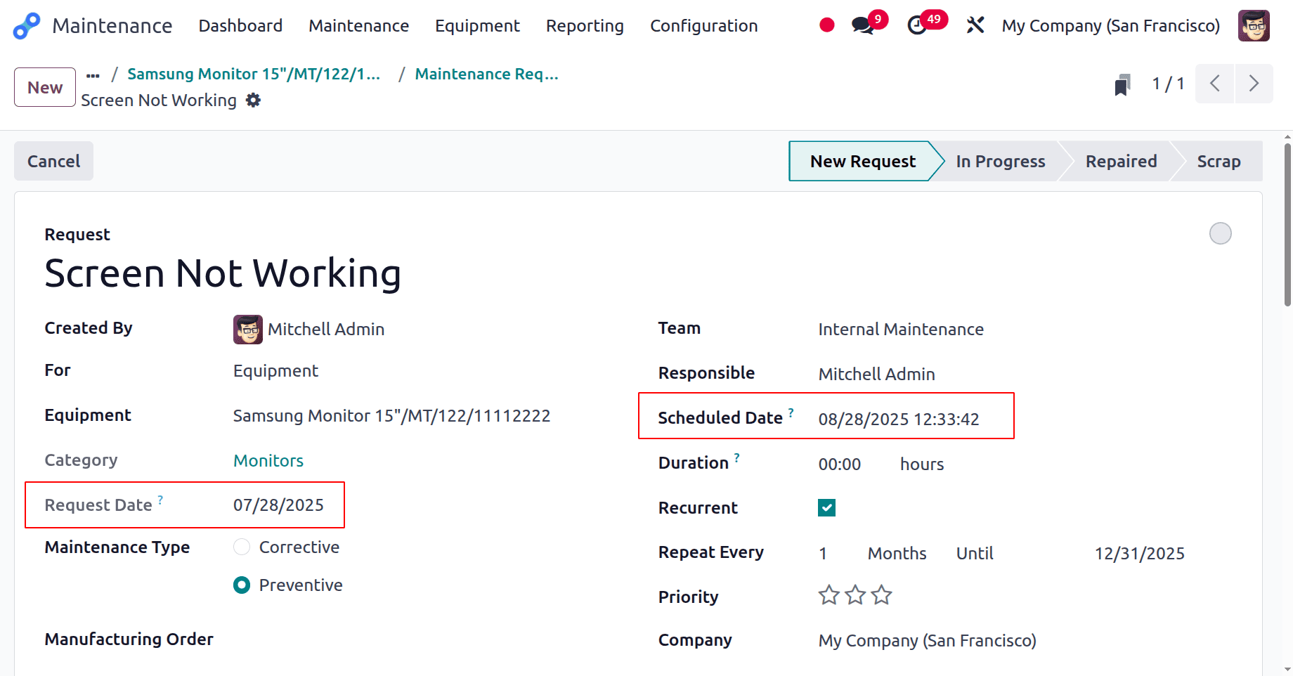 How to Perform Preventive Maintenance in Odoo 18-cybrosys