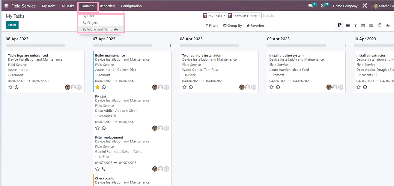 How to Plan a Task in Odoo 16 Field Services-cybrosys