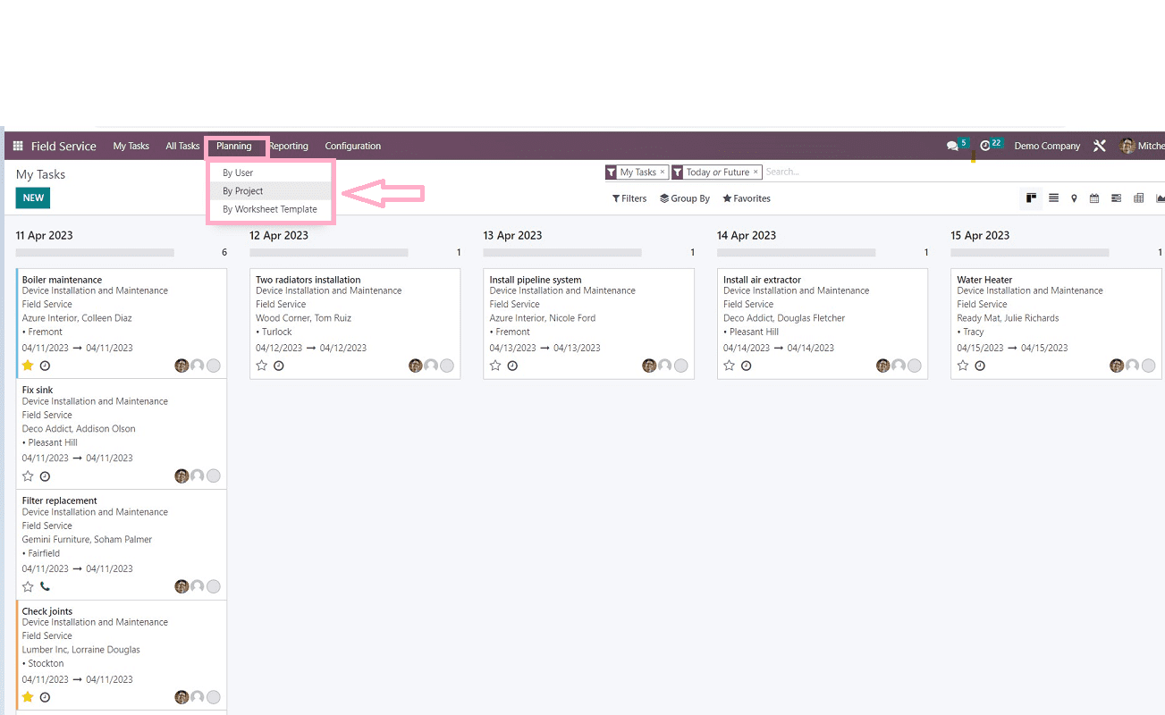 How to Plan a Task in Odoo 16 Field Services-cybrosys