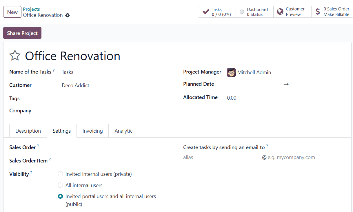 How to Plan an Onsite Intervention Based on a Project in Odoo 18