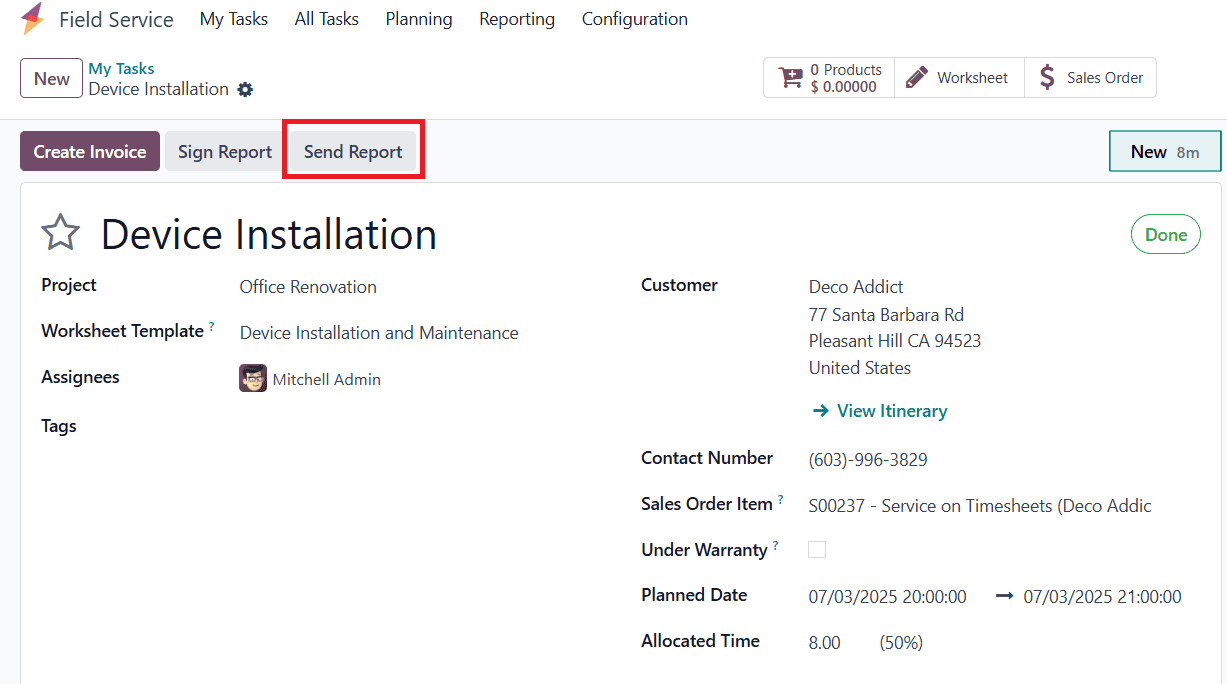 How to Plan an Onsite Intervention Based on a Project in Odoo 18