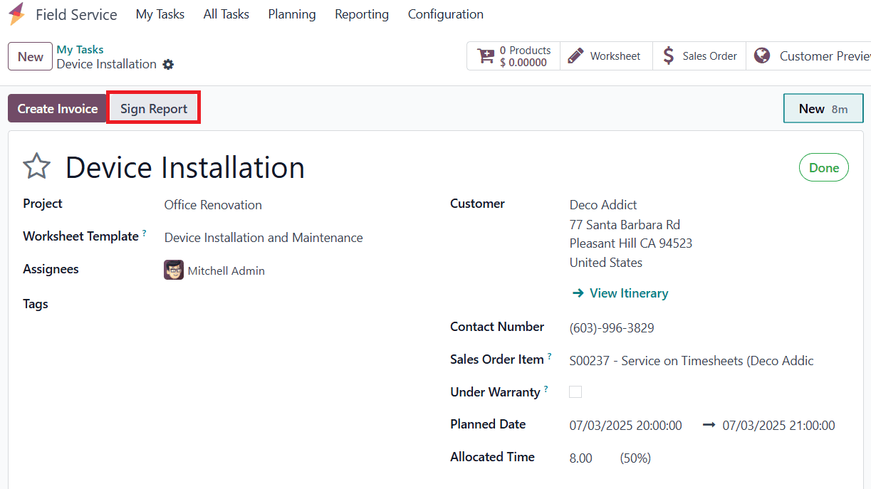 How to Plan an Onsite Intervention Based on a Project in Odoo 18