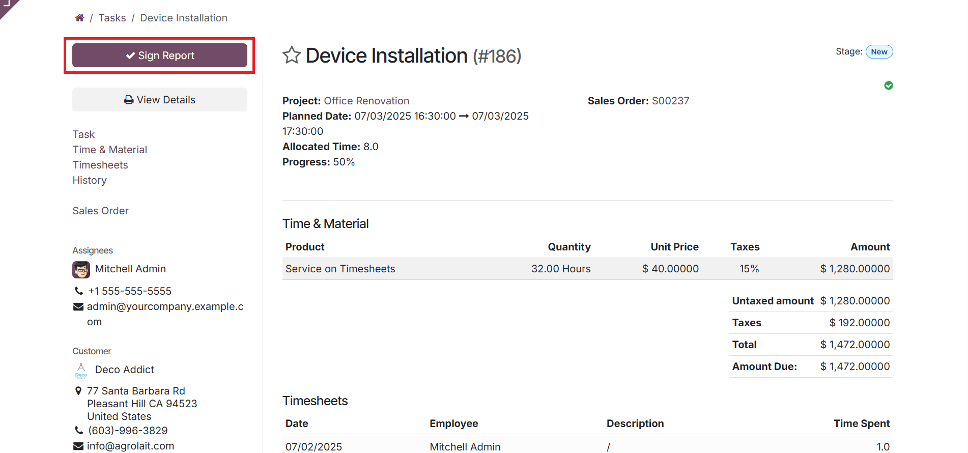 How to Plan an Onsite Intervention Based on a Project in Odoo 18