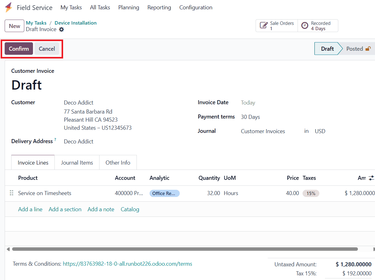 How to Plan an Onsite Intervention Based on a Project in Odoo 18