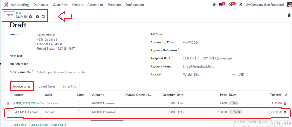 How to Predict Vendor Bill Products in Odoo 17 Accounting-cybrosys