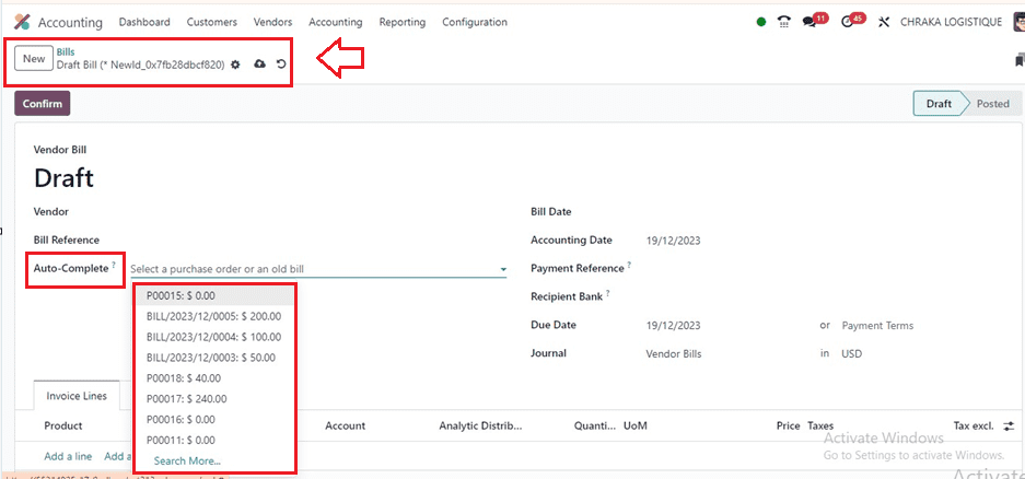 How to Predict Vendor Bill Products in Odoo 17 Accounting-cybrosys