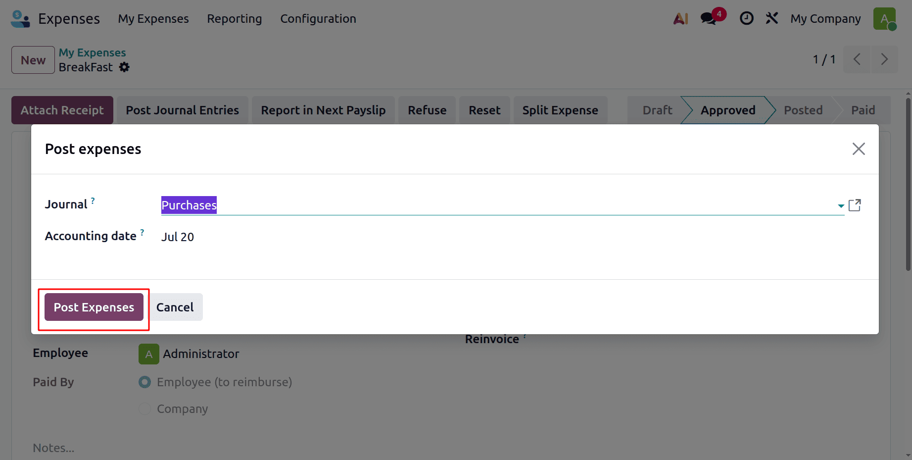 How to Process Employee Expense Reimbursements in Odoo 19-cybrosys