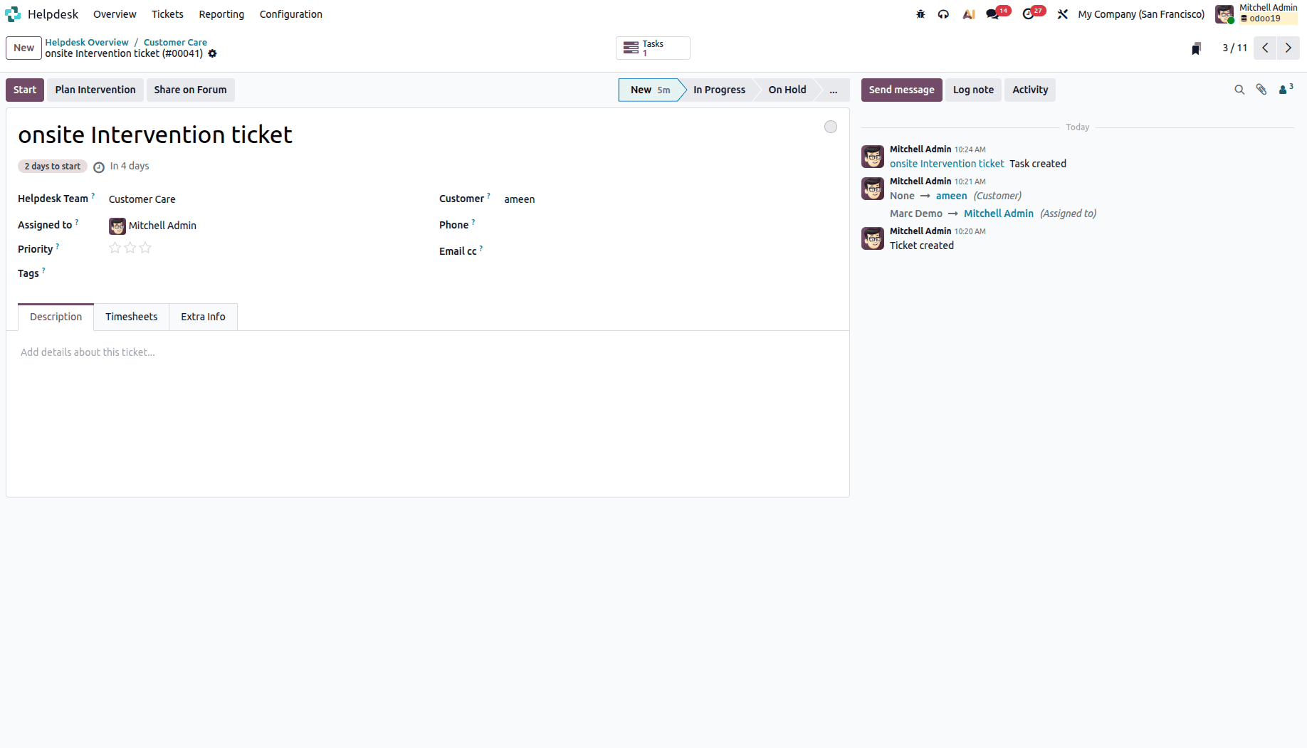 How to Raise on-site Intervention Helpdesk Tickets in Odoo19-cybrosys