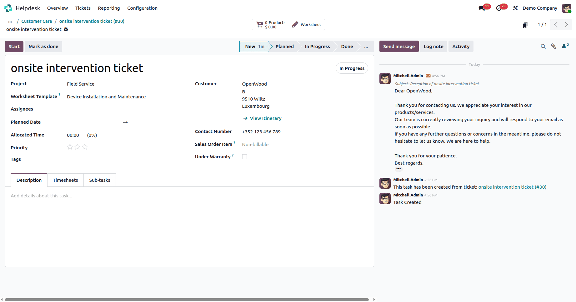 How to Raise On-Site Intervention Helpdesk Tickets in Odoo 18-cybrosys