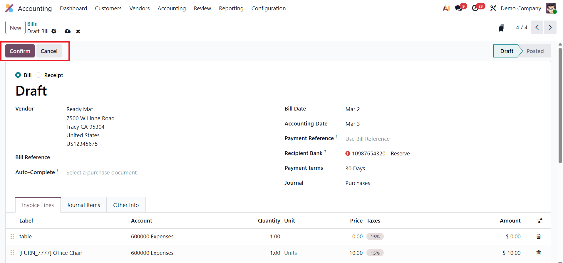 How to Record Supplier Bills in Odoo 19 Accounting-cybrosys