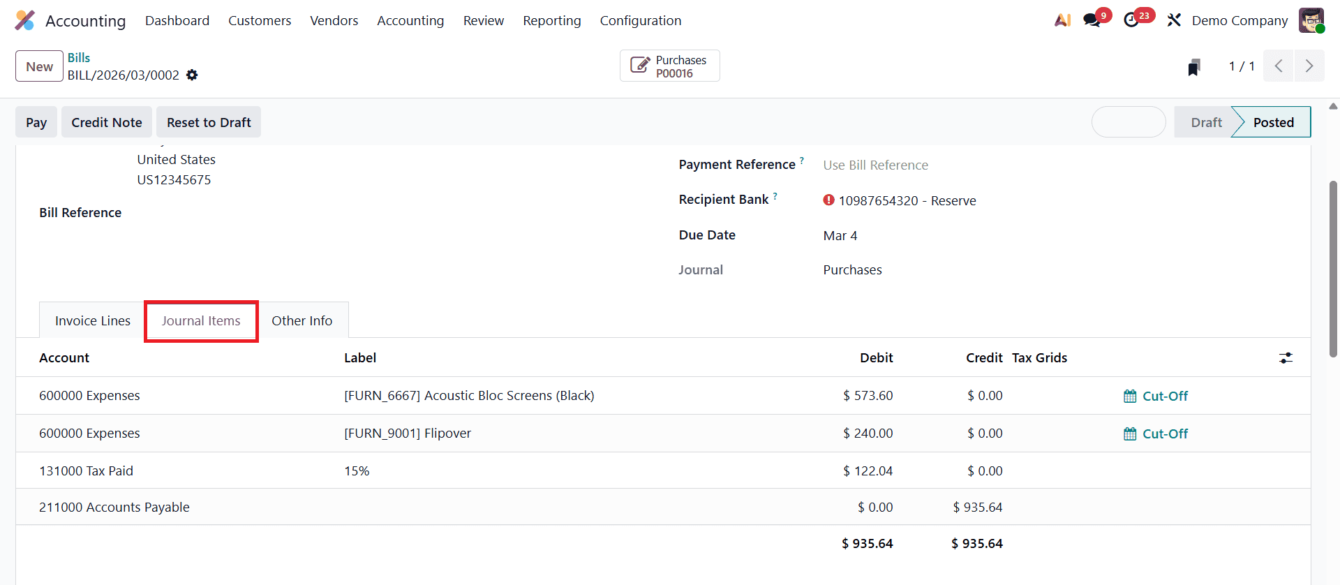 How to Record Supplier Bills in Odoo 19 Accounting-cybrosys