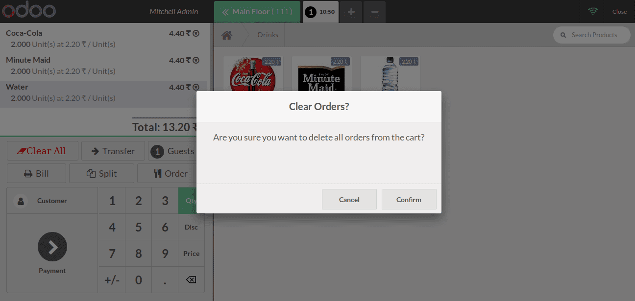 how to remove orderlines in odoo pos