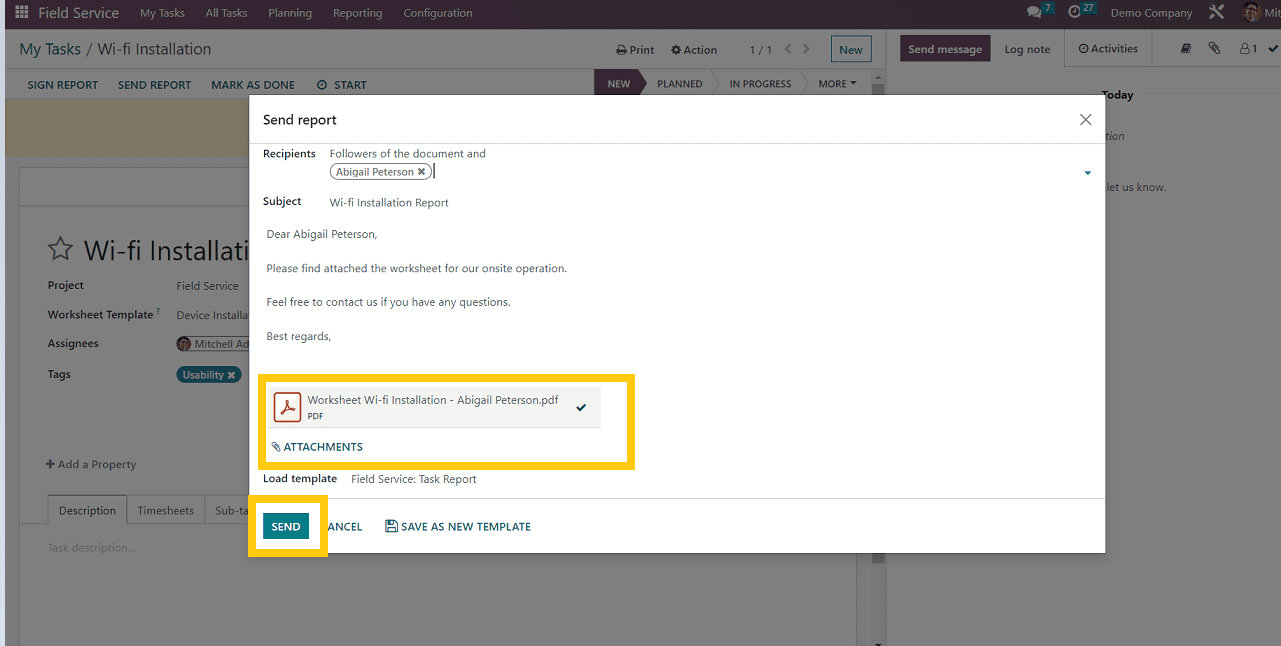 How To Schedule a Task in Odoo Field Services