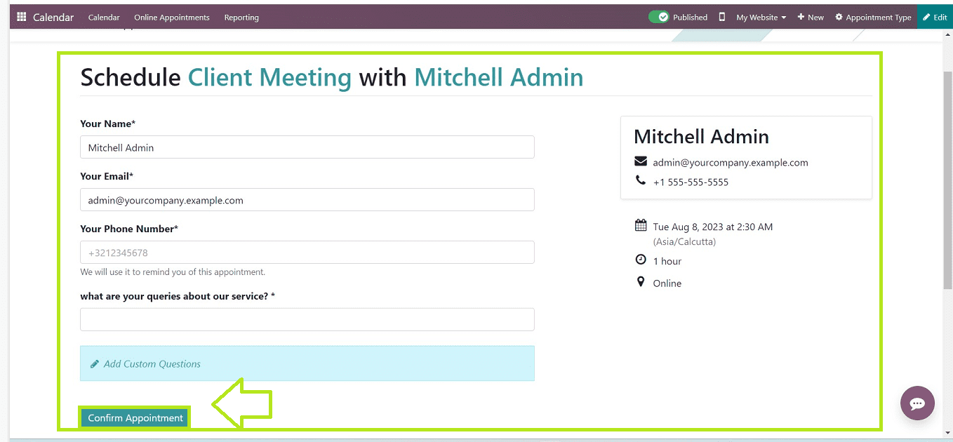 How to Schedule Online Appointments With Odoo 16 Calendar App-cybrosys