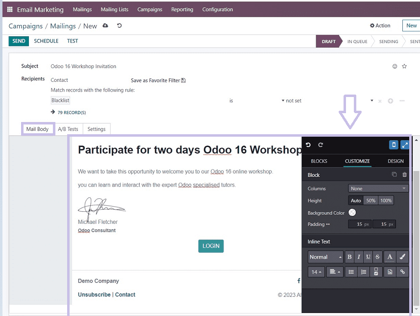 How to Send Bulk Emails With Odoo 16 E-mail Marketing Module-cybrosys