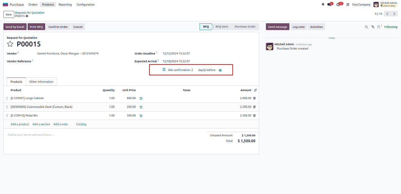 How to Send Vendor Receipt Reminder in Odoo 18 Purchase-cybrosys