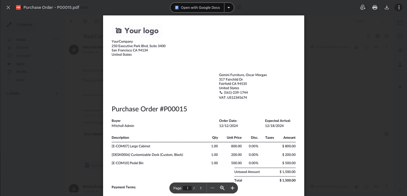 How to Send Vendor Receipt Reminder in Odoo 18 Purchase-cybrosys