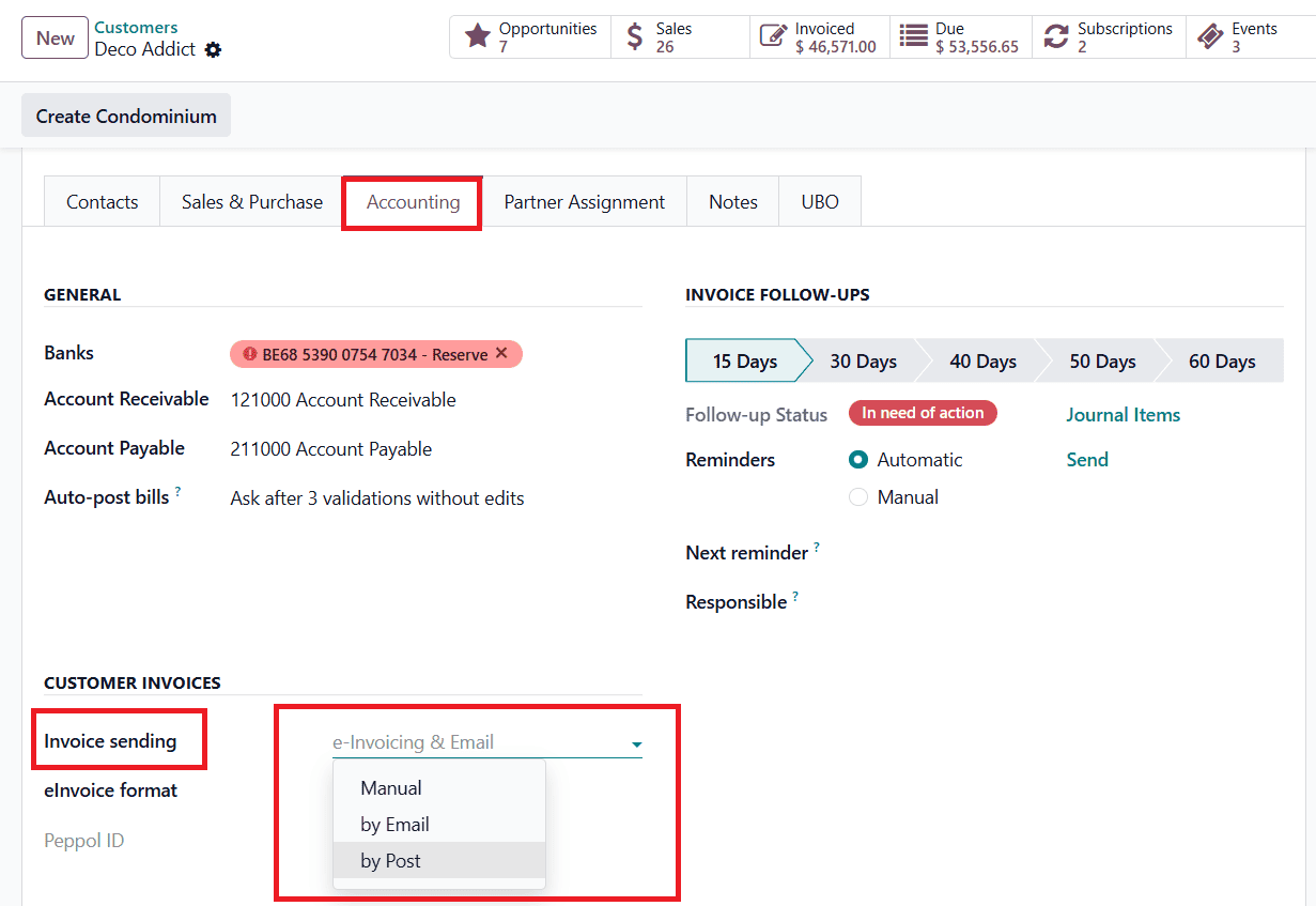 How to Set Default Invoice Sending Preferences in Odoo 19 Accounting-cybrosys