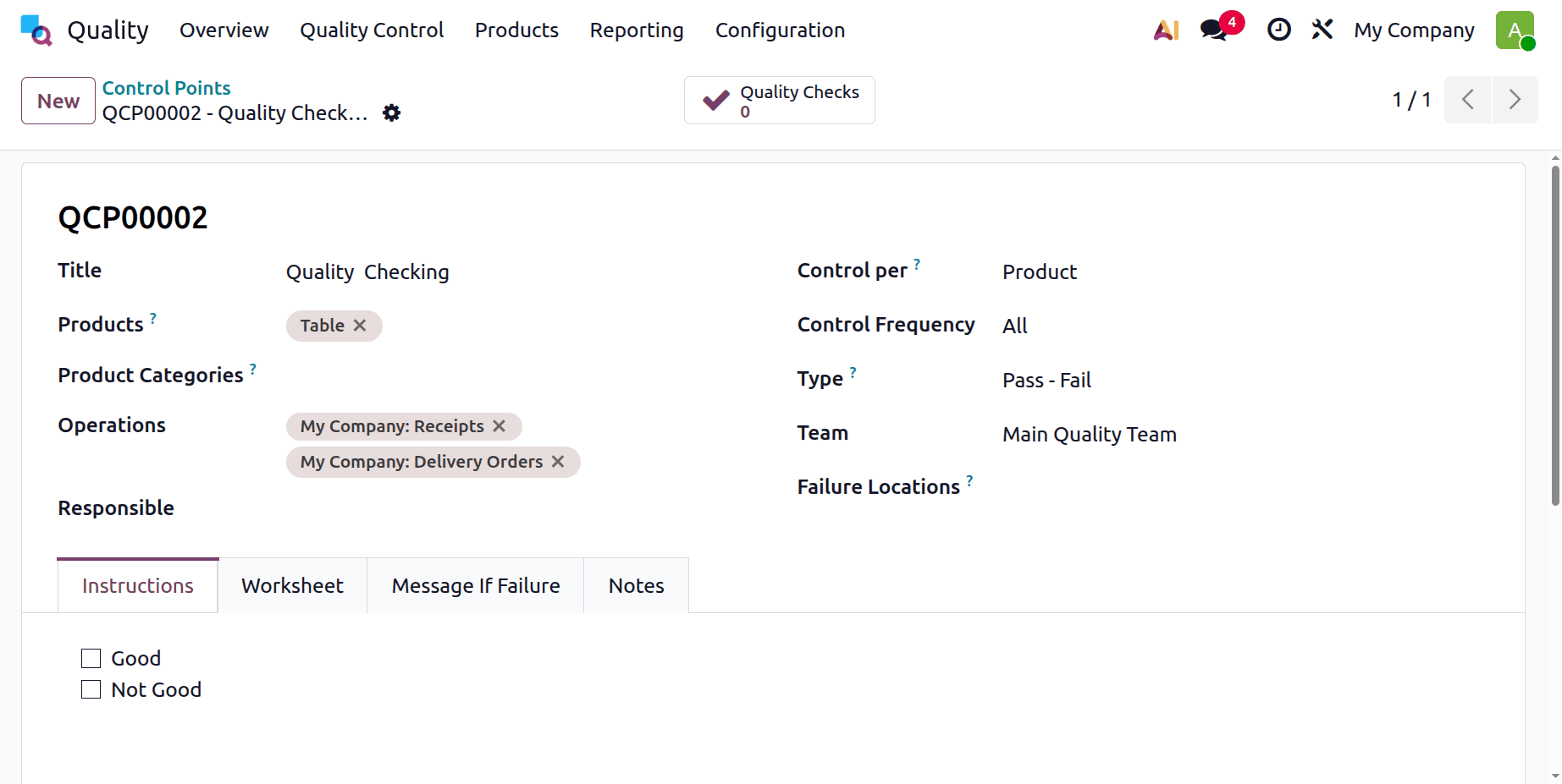 How to Set Quality Control Points on Operation Types in Odoo 19-cybrosys