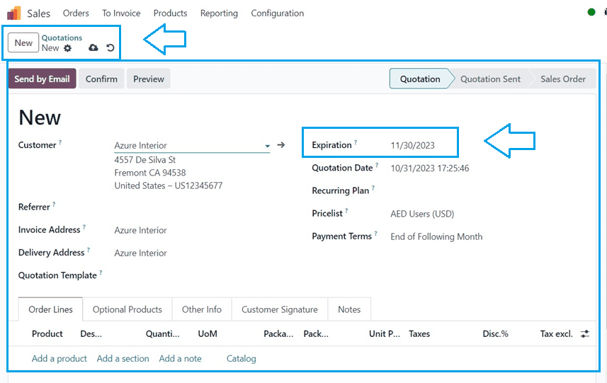 How to Set Quotation Validity in Odoo 17 Sales-cybrosys