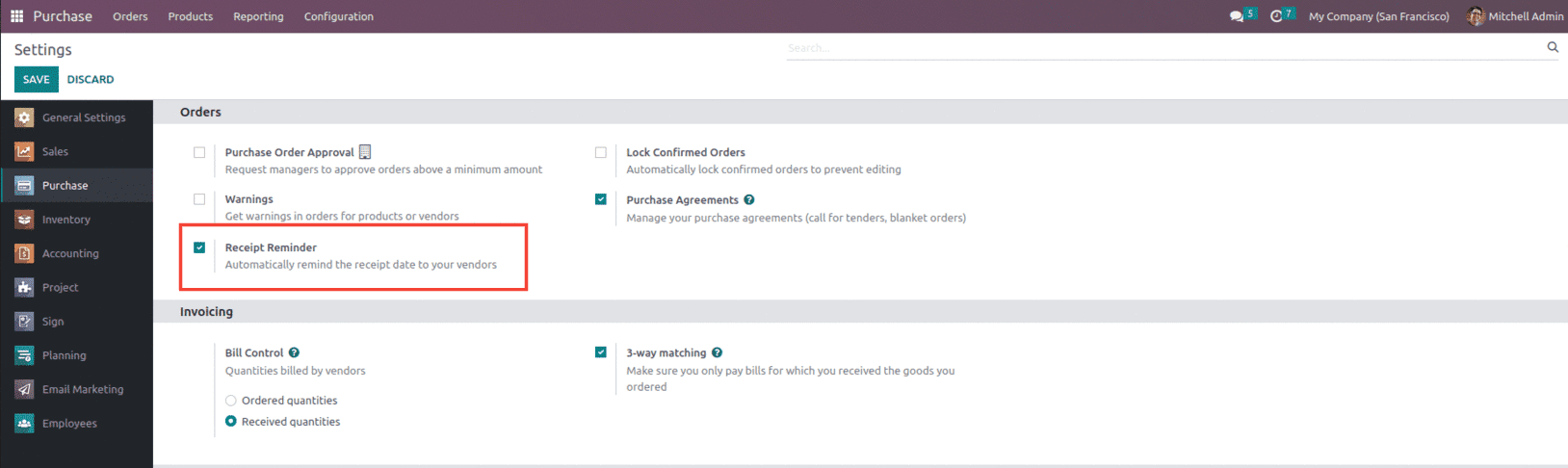 How to Set Receipt Remainder in Odoo 16 Purchase App-cybrosys