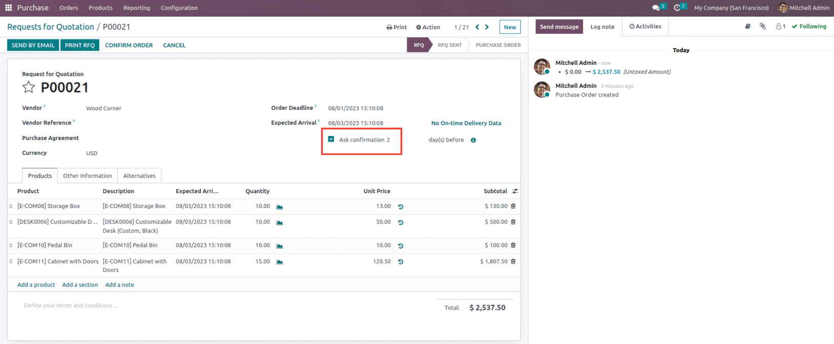 How to Set Receipt Remainder in Odoo 16 Purchase App-cybrosys