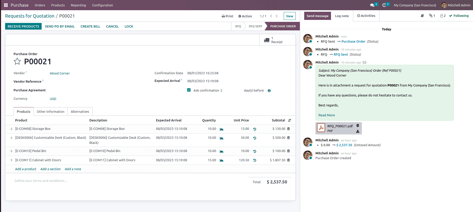 How to Set Receipt Remainder in Odoo 16 Purchase App-cybrosys