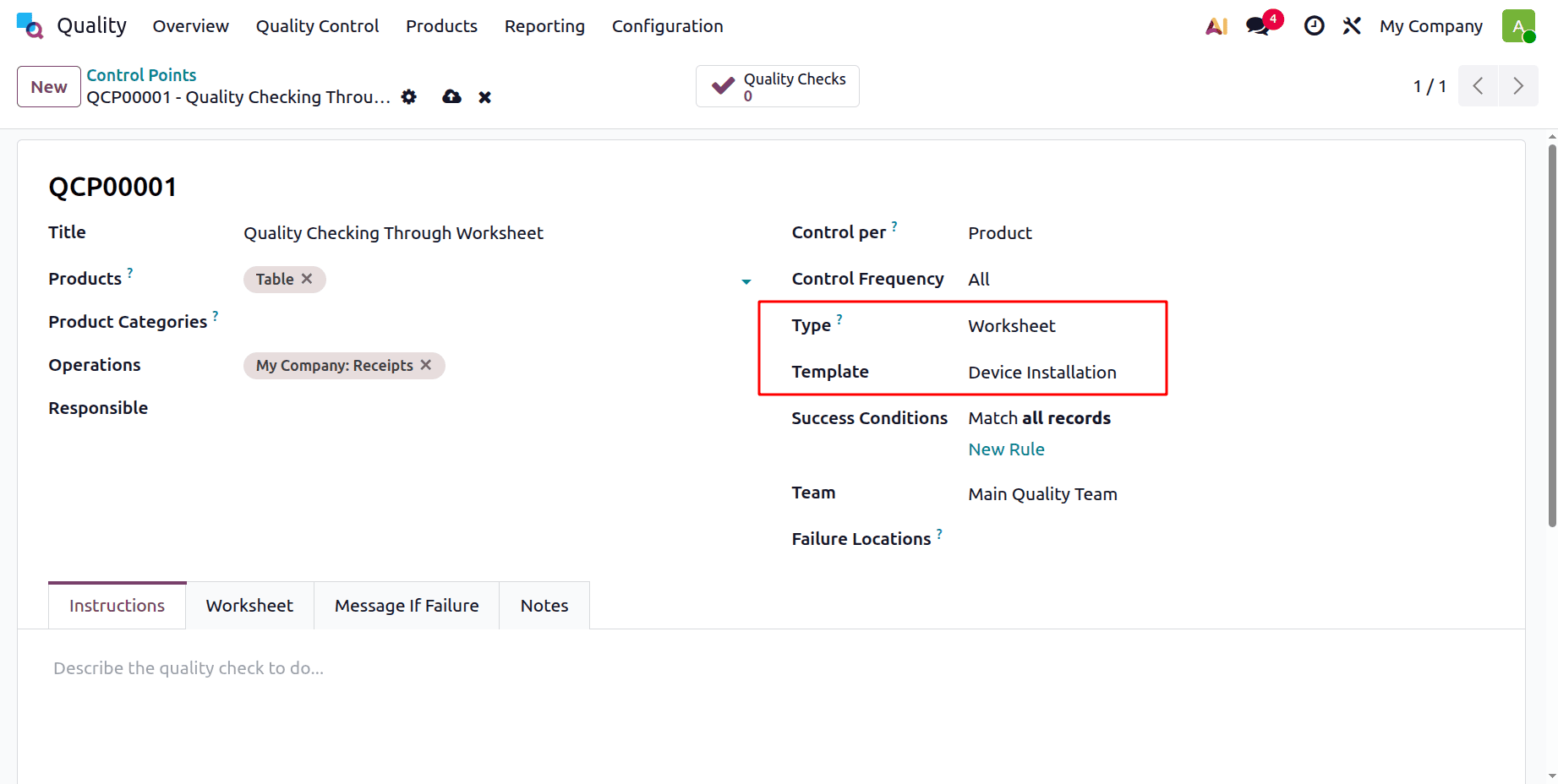 How to Set Up a Quality Worksheet Template in Odoo 19-cybrosys