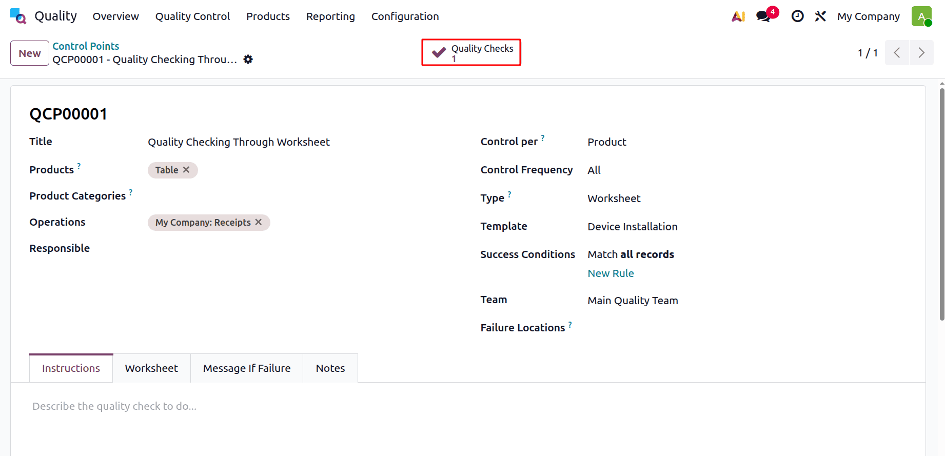 How to Set Up a Quality Worksheet Template in Odoo 19-cybrosys