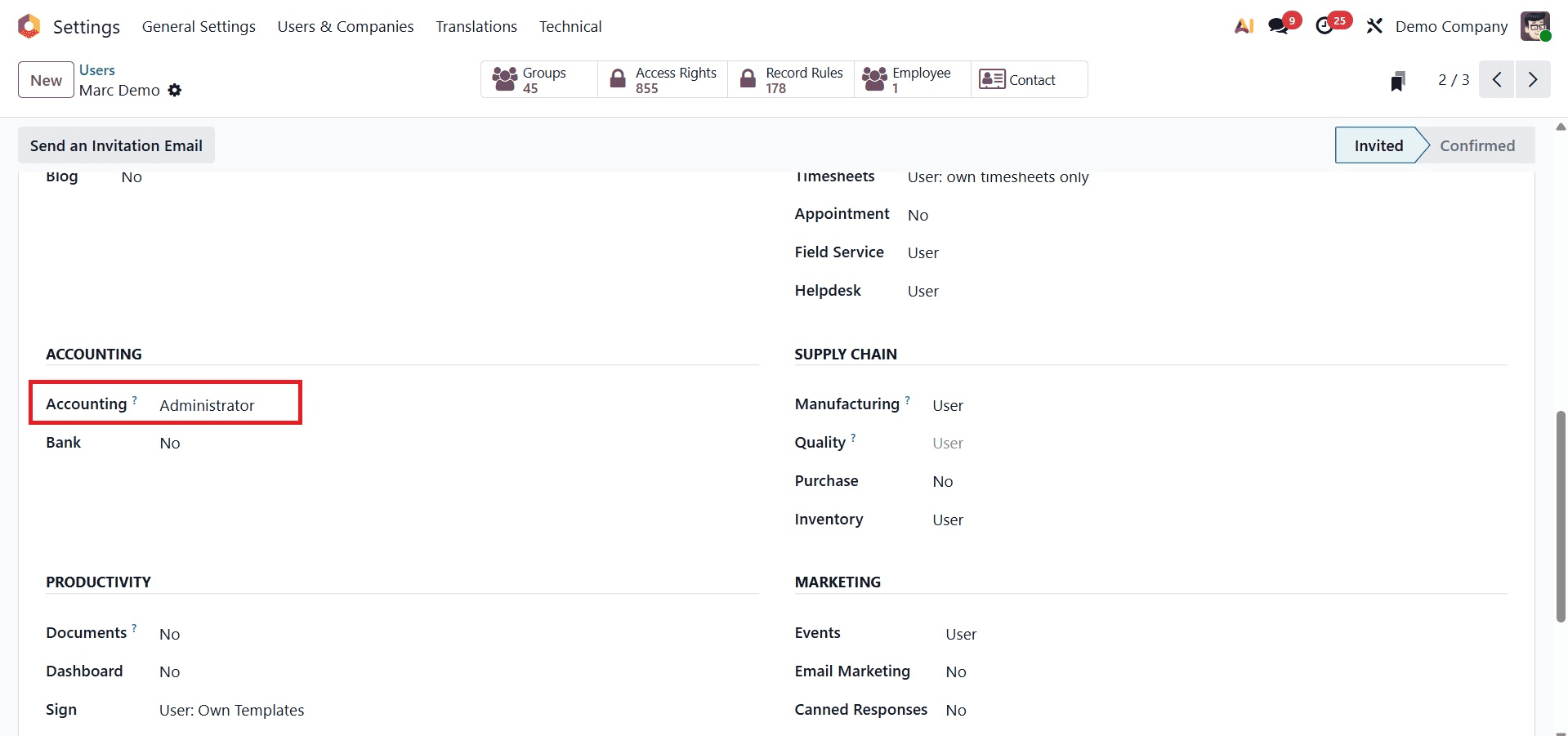 How to Set Up Accounting Access Rights for Roles in Odoo 19-cybrosys