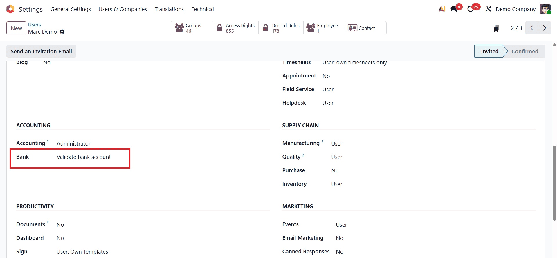 How to Set Up Accounting Access Rights for Roles in Odoo 19-cybrosys