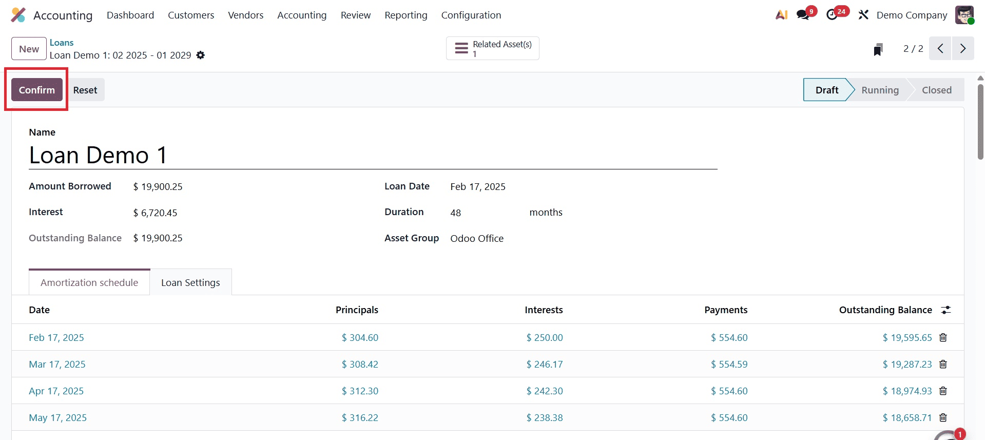How to Set up And Manage Loans in Odoo 19 Accounting-cybrosys