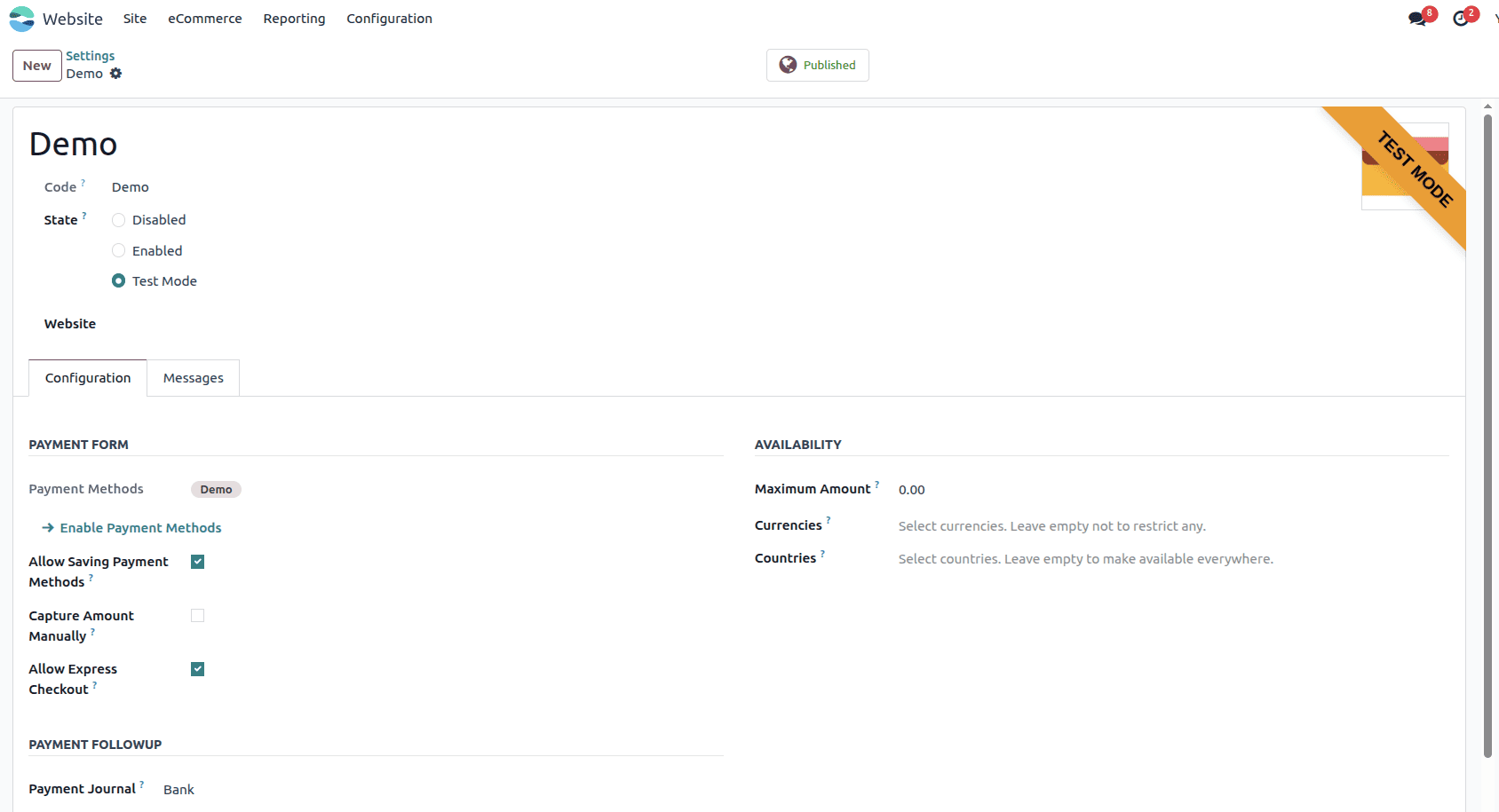 How to Set Up and Manage Payment Options in Odoo 18 E-Commerce-cybrosys