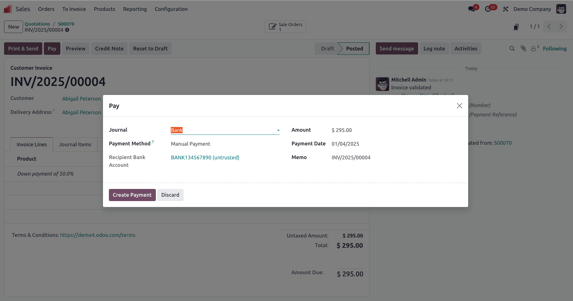 How to Set Up and Process Down Payments in Odoo 18 Sales-cybrosys