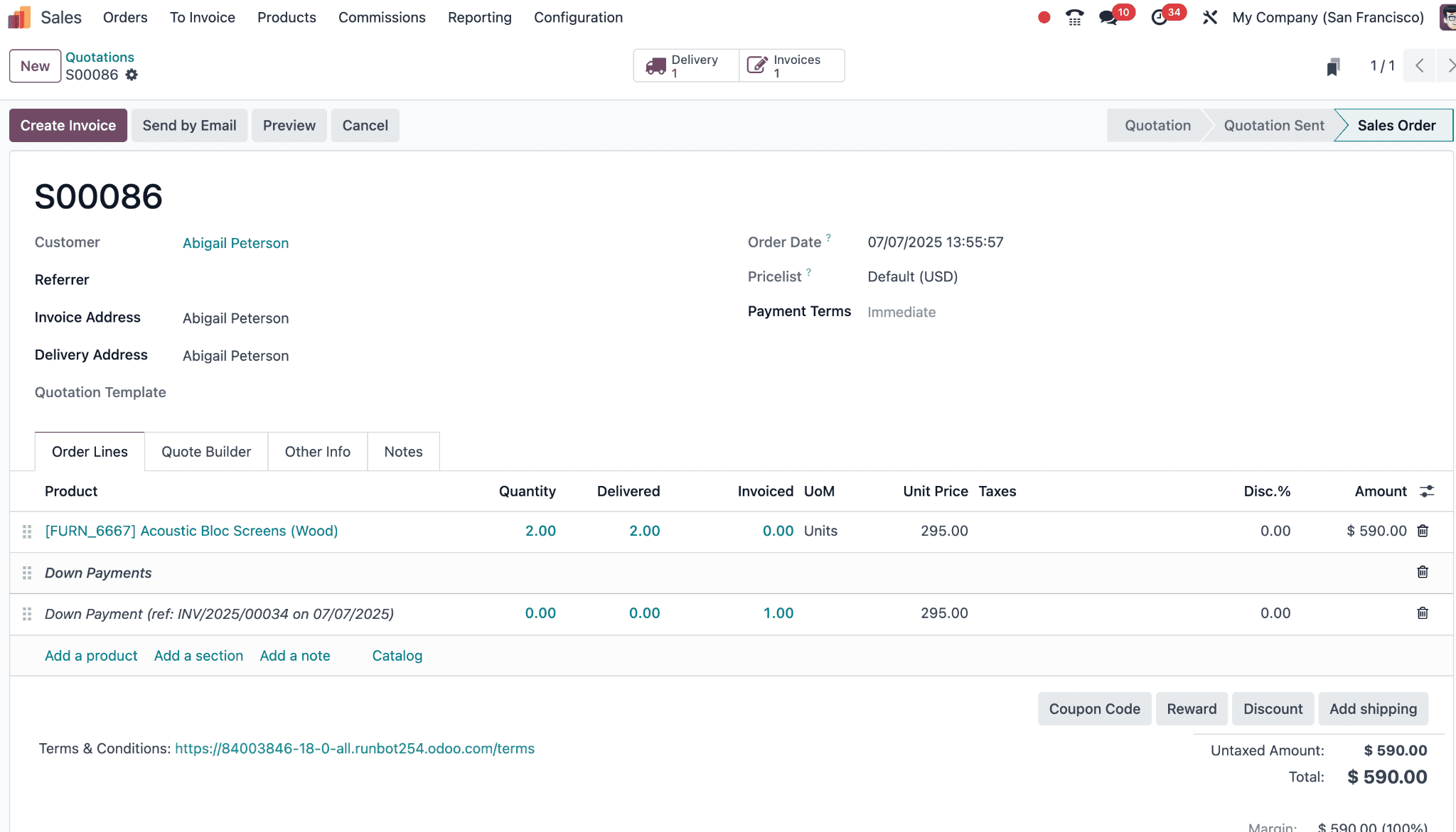 How to Set Up and Process Down Payments in Odoo 18 Sales-cybrosys