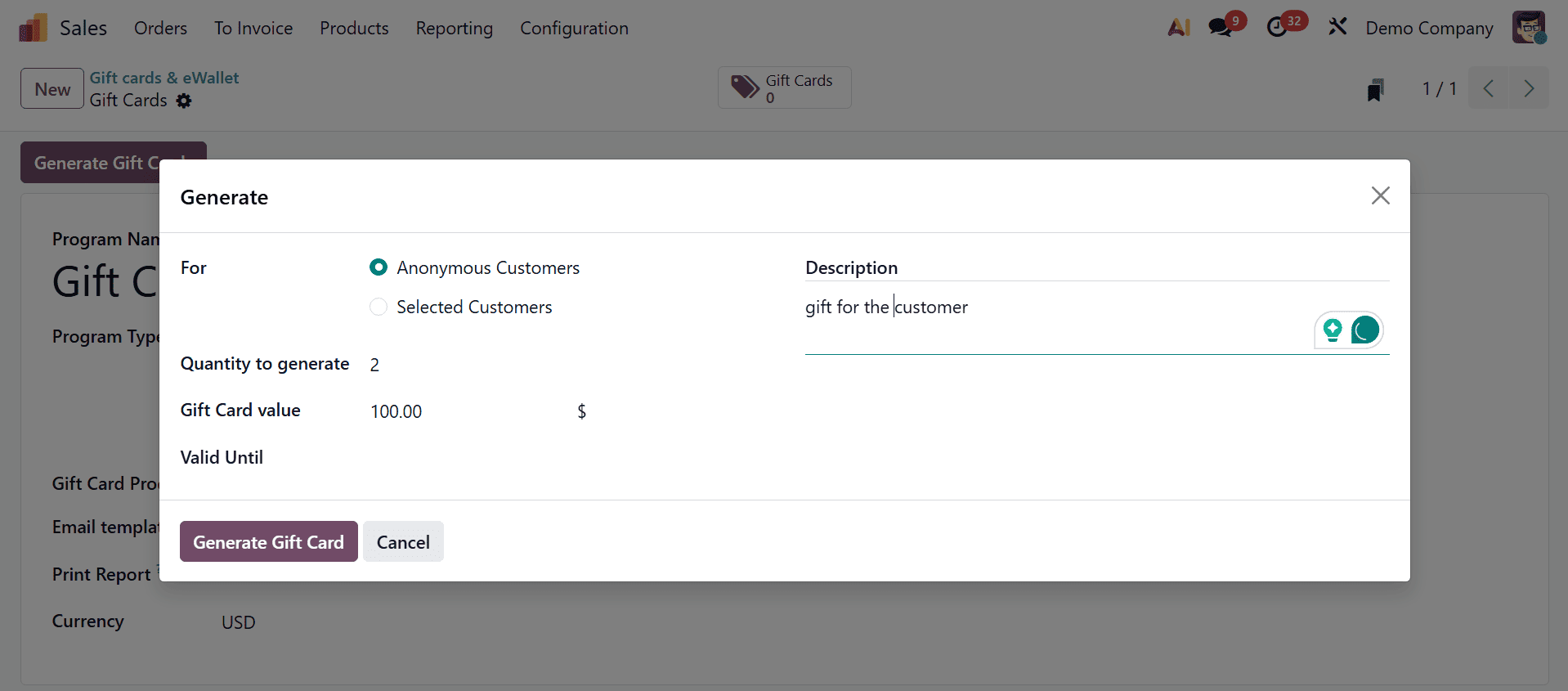 How to Set Up and Use Gift Cards and eWallets in Odoo 19 Sales-cybrosys