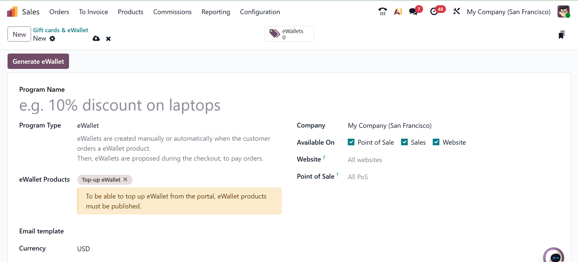 How to Set Up and Use Gift Cards and eWallets in Odoo 19 Sales-cybrosys