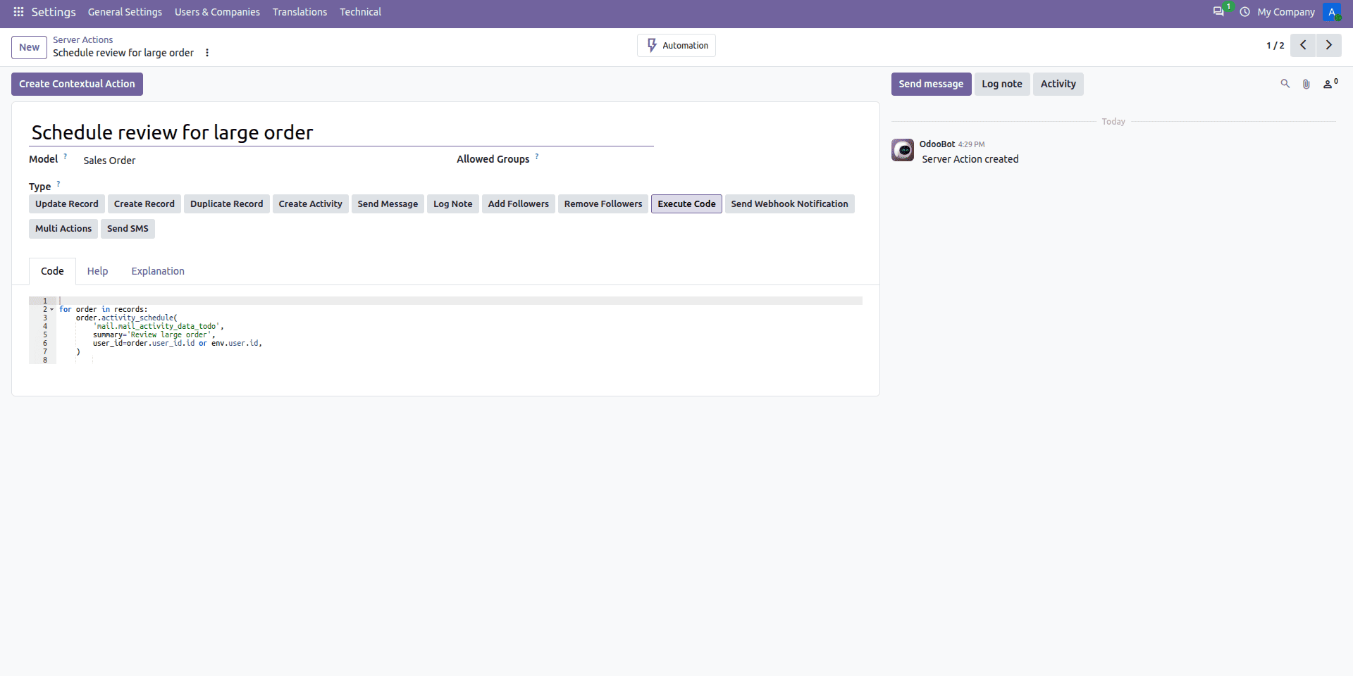 How to Set Up Automated Actions In Odoo 19-cybrosys